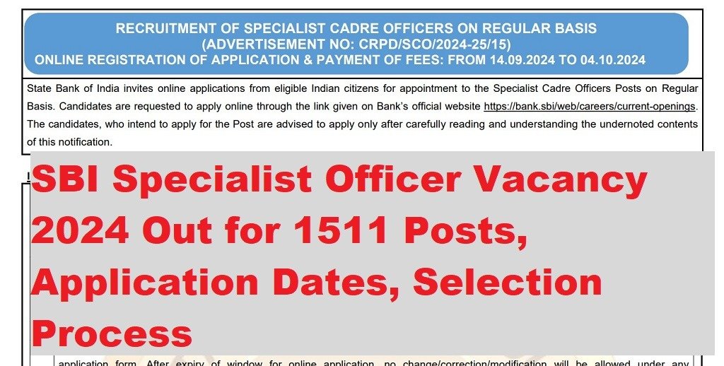 SBI Specialist Officer Vacancy 2024