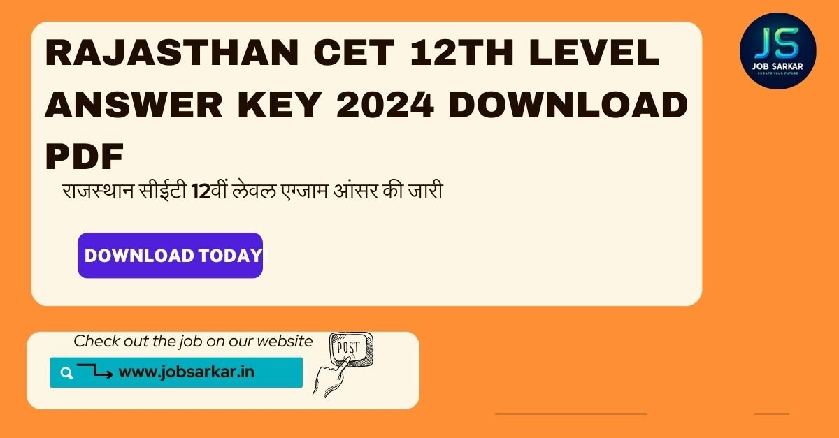 Rajasthan CET 12th Level Answer Key 2024 Download pdf