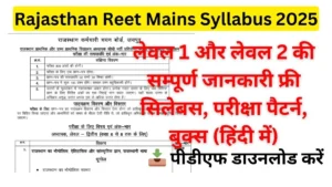 Rajasthan Reet Mains Syllabus Pdf Download