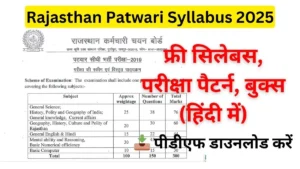 Rajasthan Patwari syllabus 2025 PDF डाउनलोड