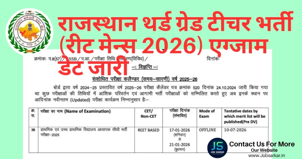 REET Mains Exam Date 2025: राजस्थान थर्ड ग्रेड टीचर भर्ती (रीट मेन्स) एग्जाम डेट जारी
