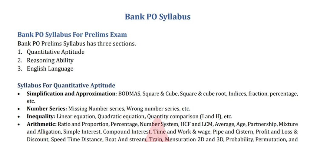 sbi po prelims syllabus