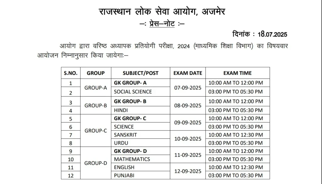 RPSC 2nd Grade Teacher Exam Date 2025: राजस्थान सेकंड ग्रेड परीक्षा तिथि घोषित, देखें पूरा शेड्यूल
