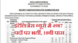 IB Security Assistant Recruitment 2025: इंटेलिजेंस ब्यूरो में 4987 पदों पर भर्ती, जानें योग्यता, वेतन और आवेदन प्रक्रिया