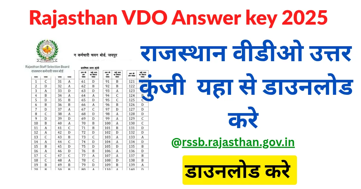 Rajasthan VDO Answer Key 2025 PDF Download Link | ग्राम विकास अधिकारी उत्तर कुंजी जारी देखें