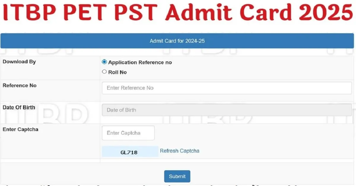 ITBP Admit Card 2025 Download Link Official Website