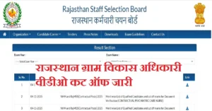 Rajasthan Gram Vikash Adhikari Cut off 2025 यहा से देखे कितने मार्क पर होगा चयन