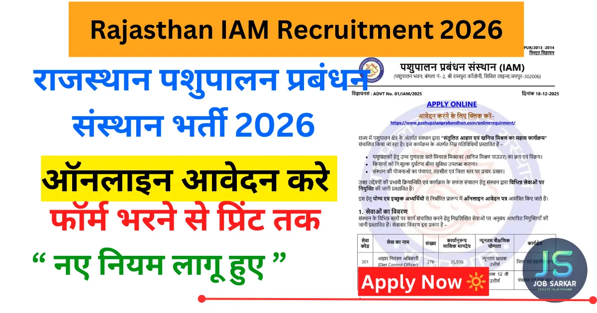 Rajasthan Pashupalan Prabandhan Sansthan Bharti 2026 apply Now