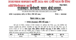 Rajasthan Forester Recruitment 2026 के 259 पदों पर नोटिफिकेशन जारी