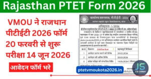 Rajasthan PTET 2026 Registration Date for 2 Year and 4 Year B.Ed Admission