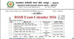 RSSB Exam Calendar 2026 PDF Download New Exam Dates Rajasthan